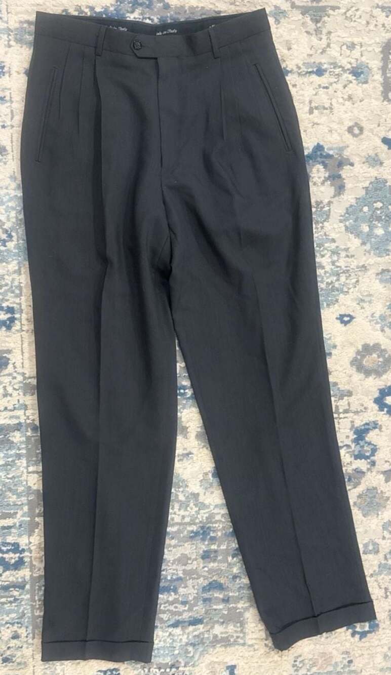 Made in Italy 100% Wool Pleated Cuffed Dress Pants Size 34R